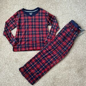 Nautica Womens 2 Piece Plaid Long Sleeve Winter PJ Set-Cozy Silky Fleece Sz SM